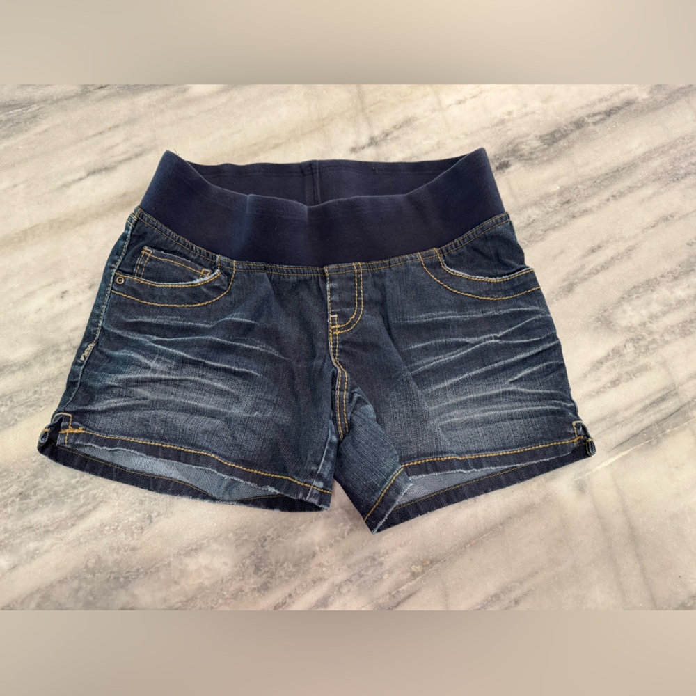 Duo Maternity Navy Denim Shorts